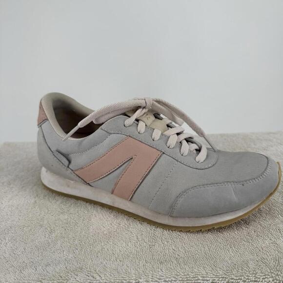 Kizik shoes womens 8.5 gray pink  lace up athletic athleisure preppy - Picture 1 of 9